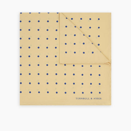 Yellow and Blue Spot Silk Pocket Square Image 4