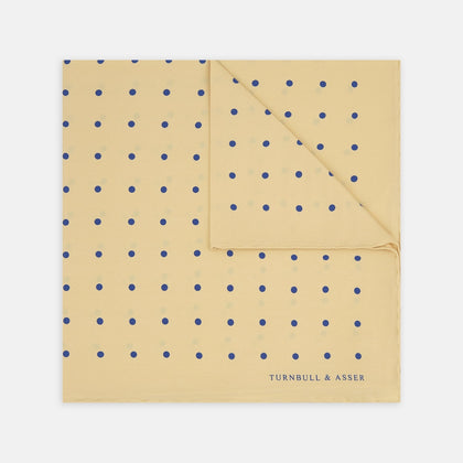 Yellow and Blue Spot Silk Pocket Square