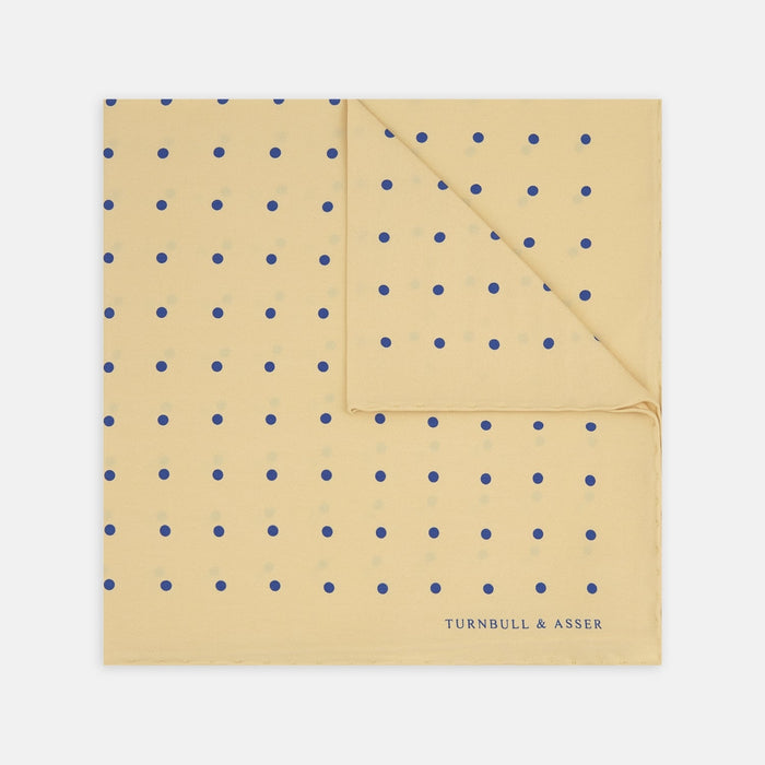 Yellow and Blue Spot Silk Pocket Square