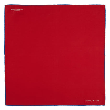 Red and Navy Piped Silk Pocket Square Image 1
