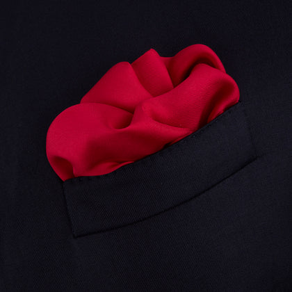 Red and Navy Piped Silk Pocket Square Image 3