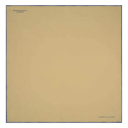 Yellow and Navy Piped Silk Pocket Square Image 1