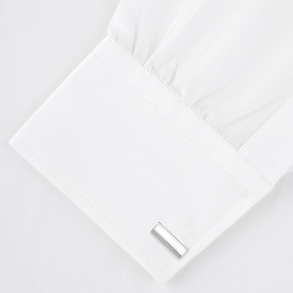 Turnbull & Asser STERLING SILVER HANDLEBAR CUFFLINKS feature a sleek, smooth finish, shown against a plain white background.