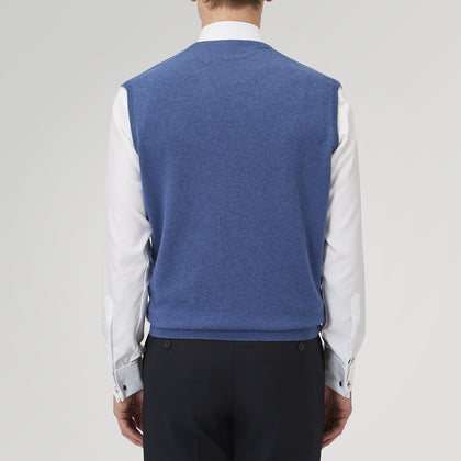 Blue V-Neck Cashmere Slipover Image 2