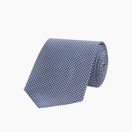 Blue Houndstooth Silk Tie Image 4