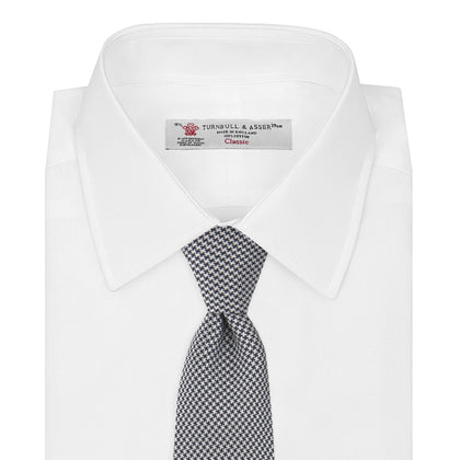 Navy Houndstooth Silk Tie Image 1