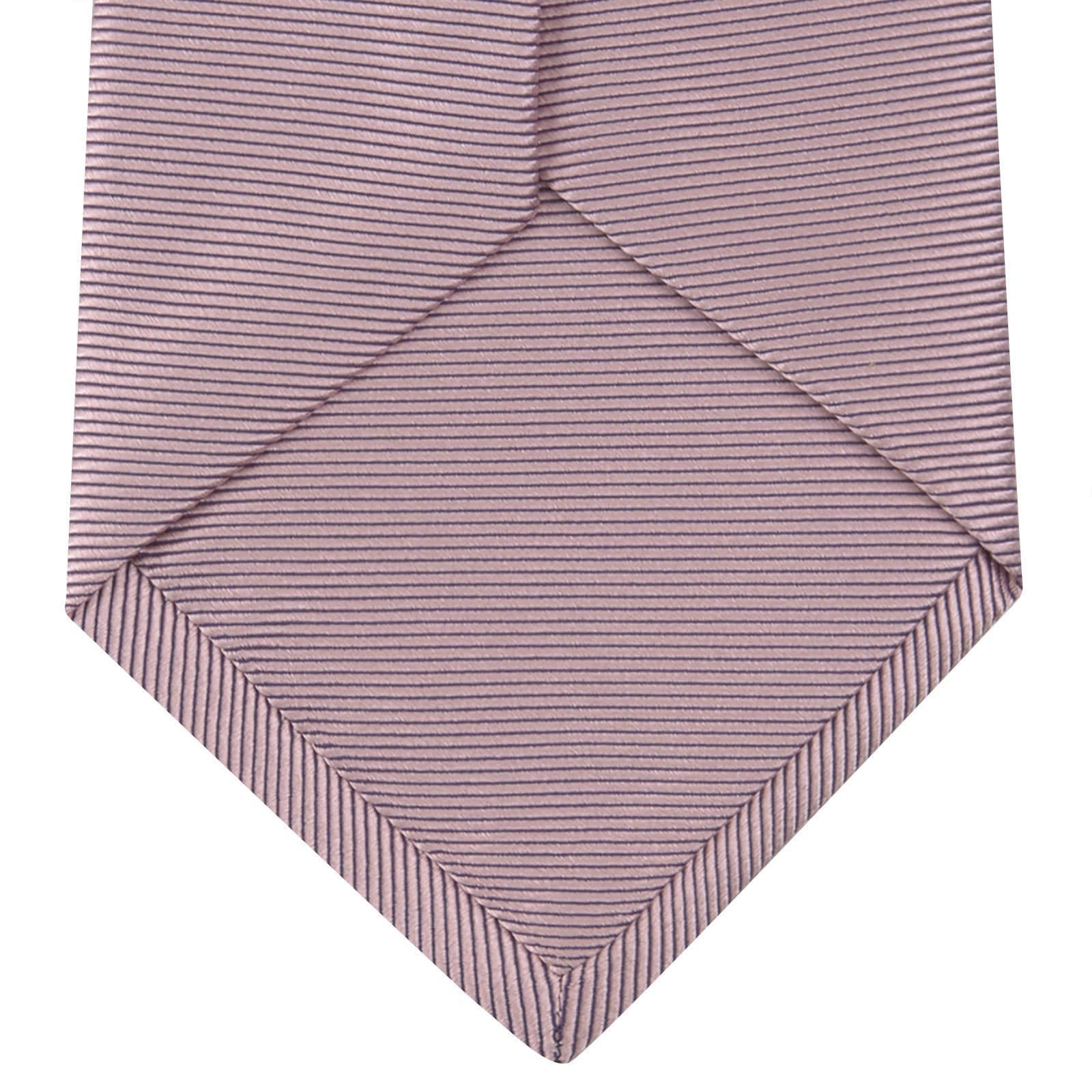 View 4 of product The Turnbull & Asser Rose Horizontal Twill Silk Tie features a pale pink ribbed silk texture, displayed on a white background—ideal for adding a smart touch to cotton shirts.