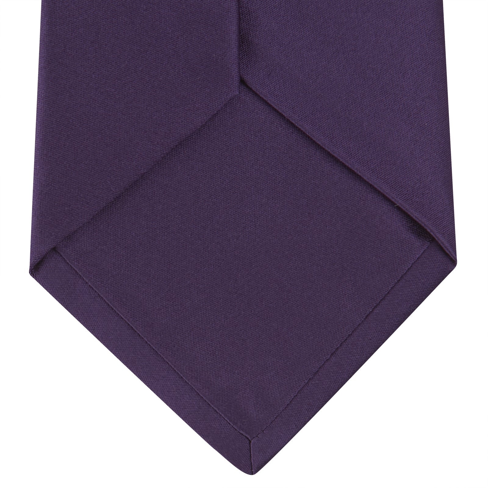 View 4 of product The Turnbull & Asser Plum Plain Satin Silk Tie, shown rolled up on a white background, highlights its classic and versatile style for any occasion.