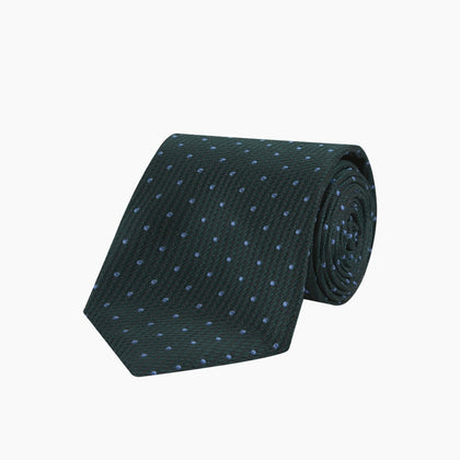 Forest Green and Blue Spot Lace Silk Tie Image 4
