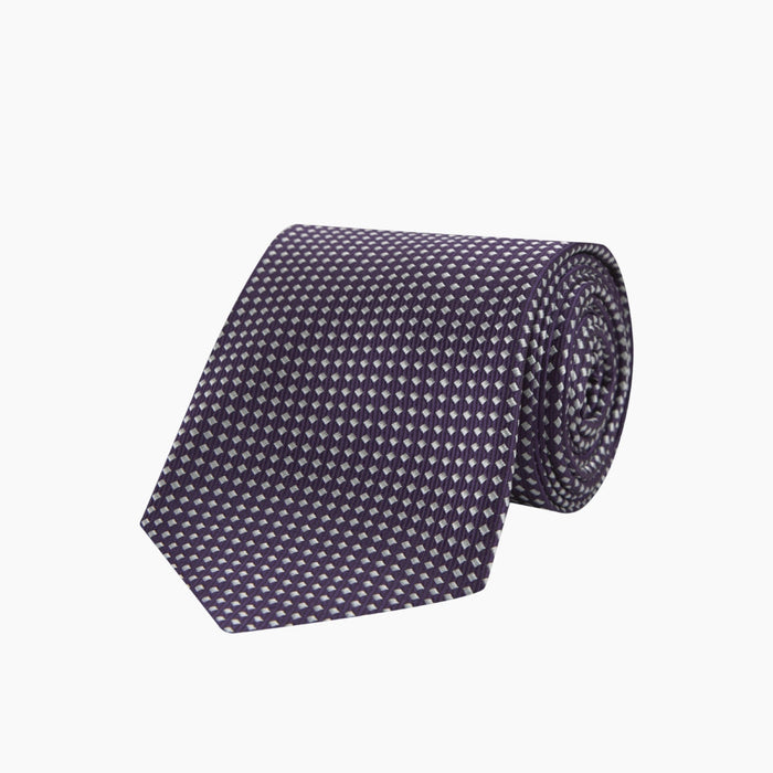 Plum and White Diamond Silk Tie Image 4