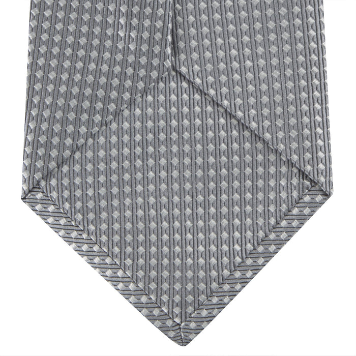Grey and White Diamond Silk Tie Image 3