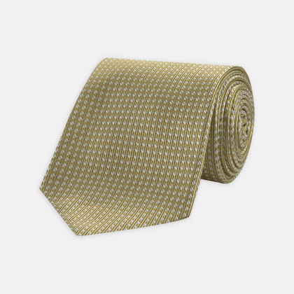 Gold and White Diamond Silk Tie