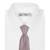 View 2 of product The Turnbull & Asser Rose and White Diamond Silk Tie, shown rolled on a white background, features a subtle diamond pattern—an elegant accessory to elevate any office shirt.