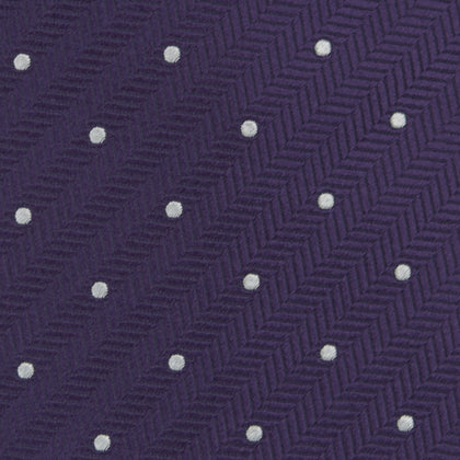 Plum and White Small Spot Herringbone Silk Tie Image 2