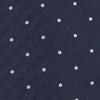 View 3 of product The Navy and White Small Spot Herringbone Silk Tie from Turnbull & Asser features a classic navy herringbone pattern with small white polka dots, offering an elegant look suitable for any occasion.