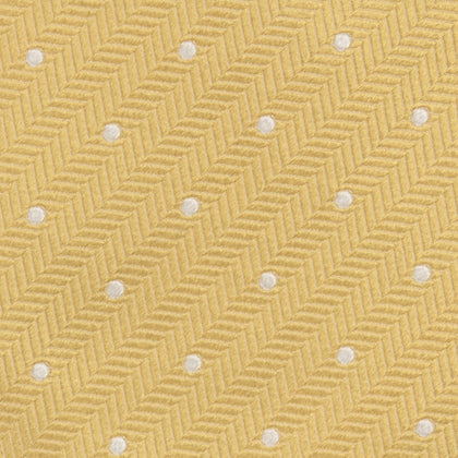 Gold and White Small Spot Herringbone Silk Tie Image 2