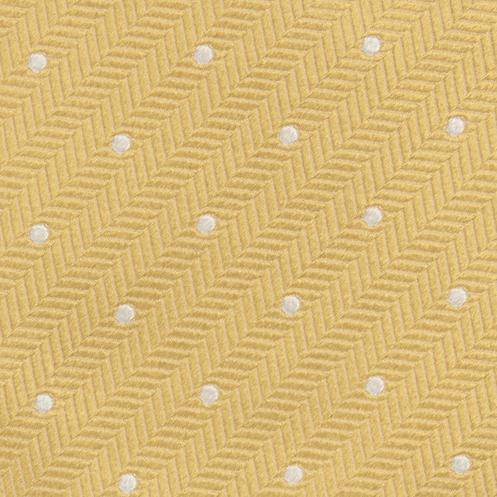 Gold and White Small Spot Herringbone Silk Tie Image 2