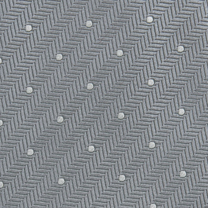 Grey and White Small Spot Herringbone Silk Tie Image 2