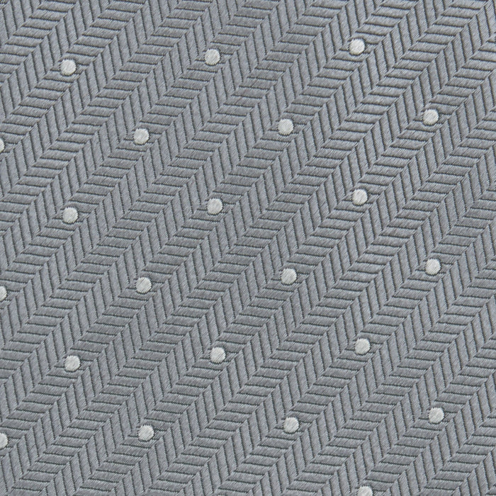 Grey and White Small Spot Herringbone Silk Tie Image 2