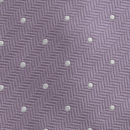 Lilac and White Small Spot Herringbone Silk Tie Image 2