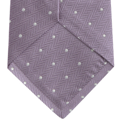 Lilac and White Small Spot Herringbone Silk Tie Image 3