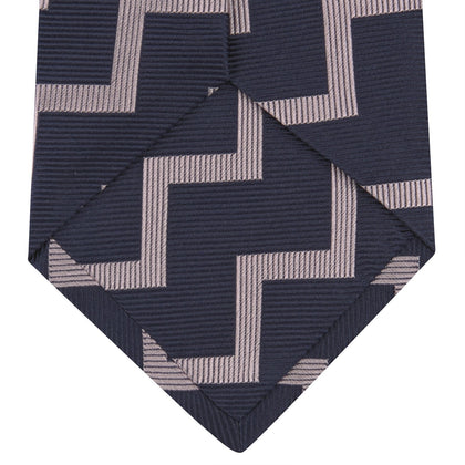 Navy and Rose Striped Zigzag Silk Tie Image 3