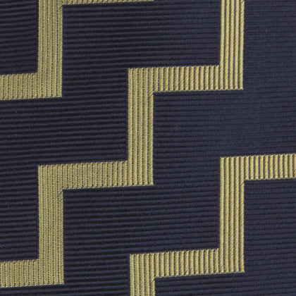 Navy and Gold Striped Zigzag Silk Tie Image 2