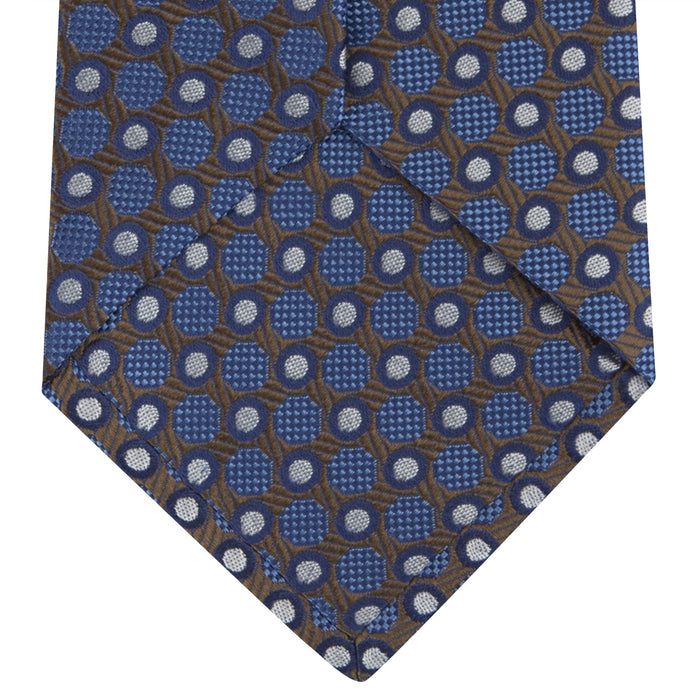 Brown and Blue Circle and Spot Silk Tie Image 3