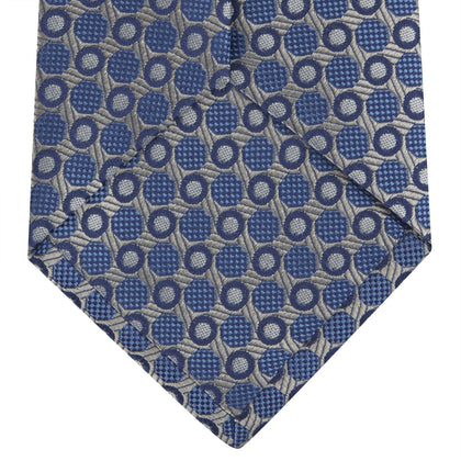Silver and Blue Circle and Spot Silk Tie Image 3