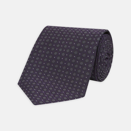 Plum Floral Spot Silk Tie