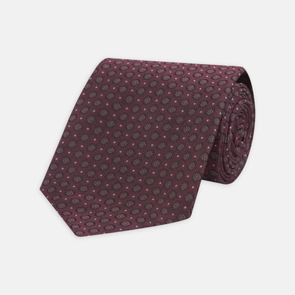 Wine Floral Spot Silk Tie