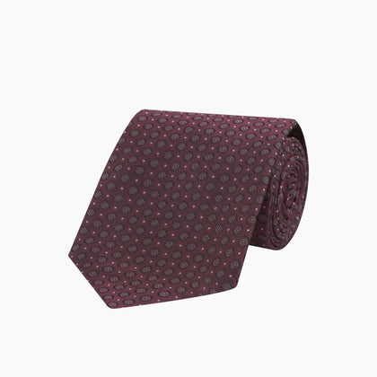 Wine Floral Spot Silk Tie Image 4