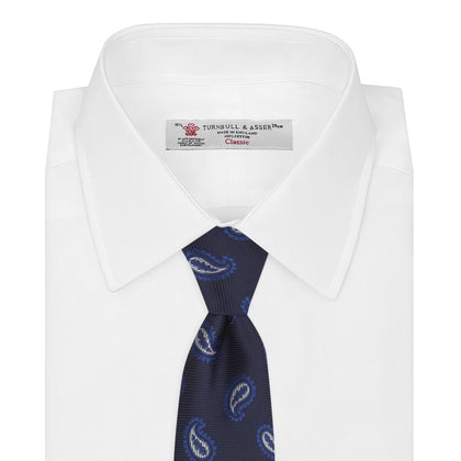 Navy and Royal Blue Floating Paisley Silk Tie Image 1