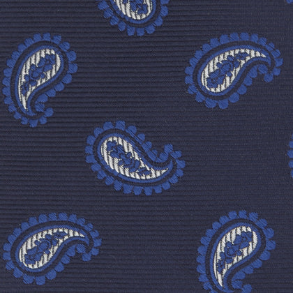 Navy and Royal Blue Floating Paisley Silk Tie Image 2