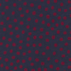 View 3 of product The Turnbull & Asser Navy and Red Paint Spot Silk Tie, featuring red spots on navy blue silk, is rolled with the wide end forward—ideal for office shirts and shown against a white background.
