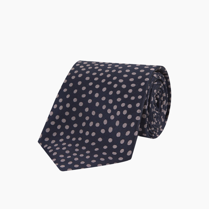 Navy and Pink Paint Spot Silk Tie Image 4