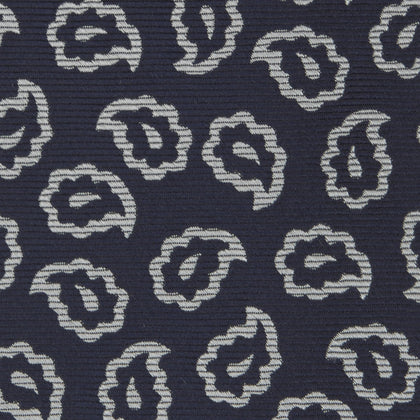 Navy and White Petal Paisley Silk Tie Image 2