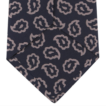Navy and Pink Petal Paisley Silk Tie Image 3
