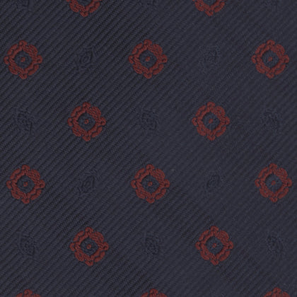 Navy and Burgundy Emblem Spot Silk Tie Image 2