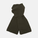 The Turnbull & Asser Khaki Green Knitted Cashmere Scarf is laid flat with one end looped through the other, showcasing its thick, cozy texture—an ideal winter accessory.