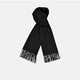 A Turnbull & Asser Black Pure Cashmere Scarf with fringe on both ends, neatly folded and displayed on a plain white background.