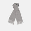 View 1 of product The Flannel Grey Pure Cashmere Scarf by Turnbull & Asser is crafted from soft cashmere, showcased neatly folded with fringed ends on a plain white background.