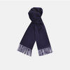 View 1 of product The Turnbull & Asser Navy Pure Cashmere Scarf, featuring fringed ends, is neatly folded and displayed on a plain white background—the perfect winter accessory.