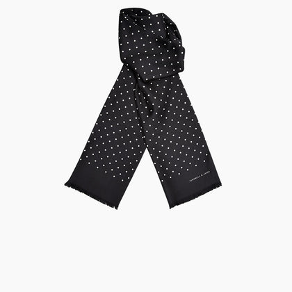 Black and White Spotted Silk Scarf Image 2
