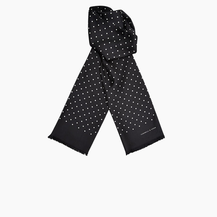 Black and White Spotted Silk Scarf Image 2
