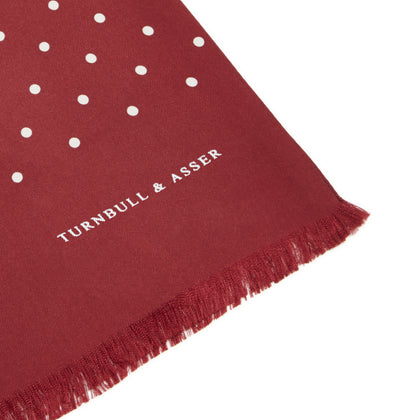 Burgundy and White Spotted Silk Scarf Image 1