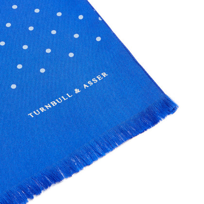 Royal Blue and White Spotted Silk Scarf Image 1