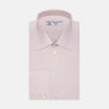 View 1 of product The Turnbull & Asser Pink Cotton Shirt features a T&A collar, 3-button cuffs, and a front pocket. Its clean-cut design is ideal for formal occasions and pairs well with masculine accessories. Displayed against a white background.