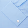 View 6 of product A Light Blue Cotton Shirt with T&A Collar and Double Cuffs by Turnbull & Asser, neatly folded and displayed on a plain white background.