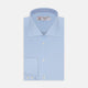 A Turnbull & Asser Blue Shirt with Regent Collar and 2-Button Cocktail Cuffs is neatly folded, featuring white buttons, and displayed on a plain white background.